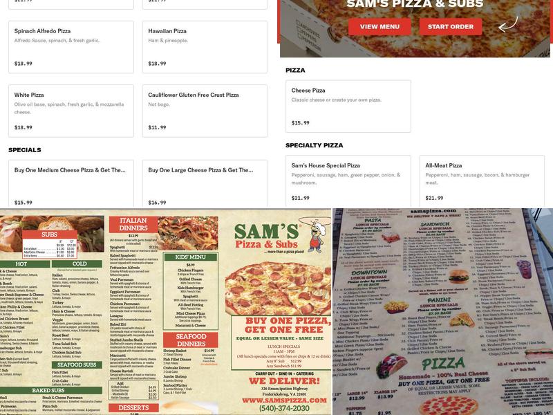 Sam's Pizza & Subs Menu