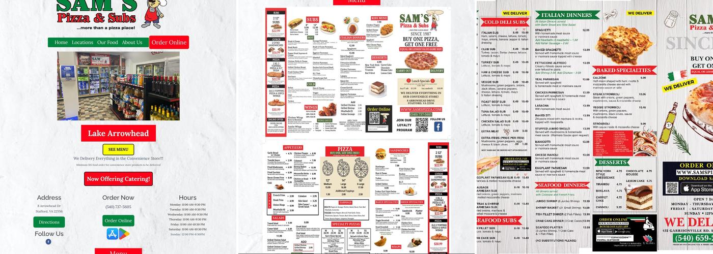 Sam's Pizza & Subs Menu