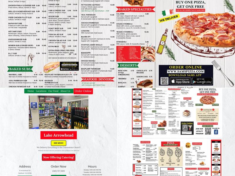 Sam's Pizza & Subs Menu
