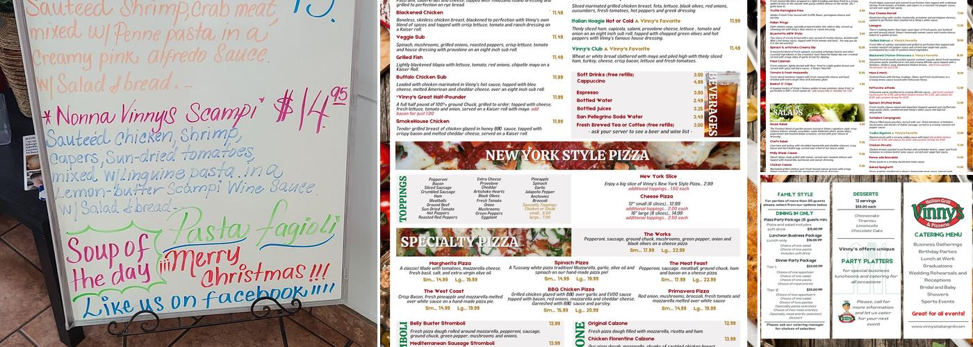 Vinny's Italian Grill & Pizzeria Menu