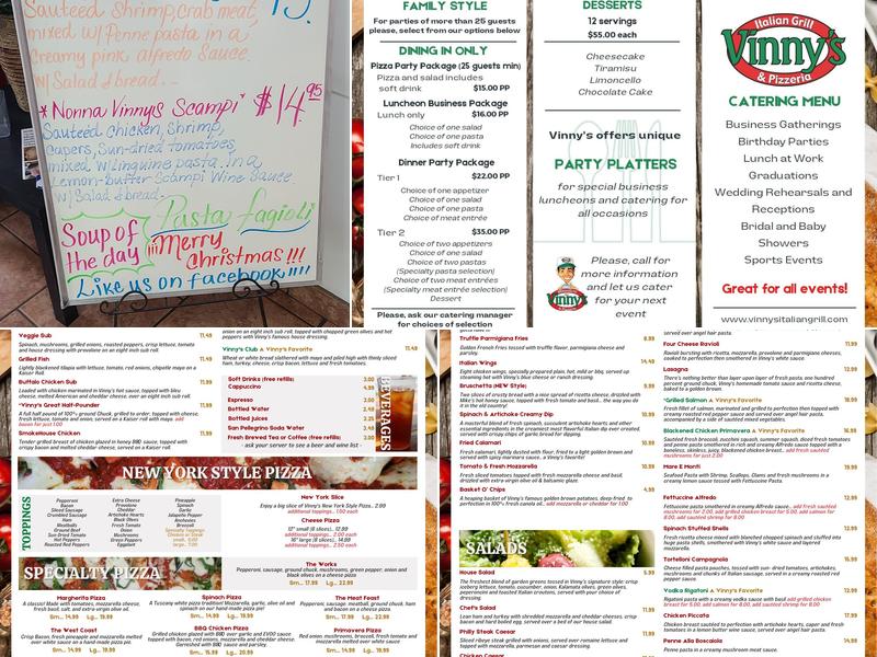 Vinny's Italian Grill & Pizzeria Menu