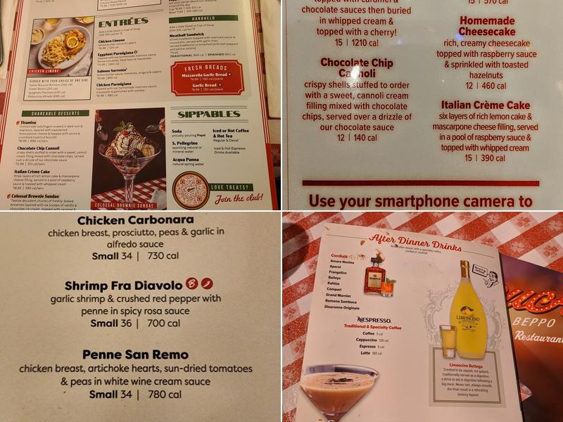 Buca di Beppo Italian Restaurant Menu