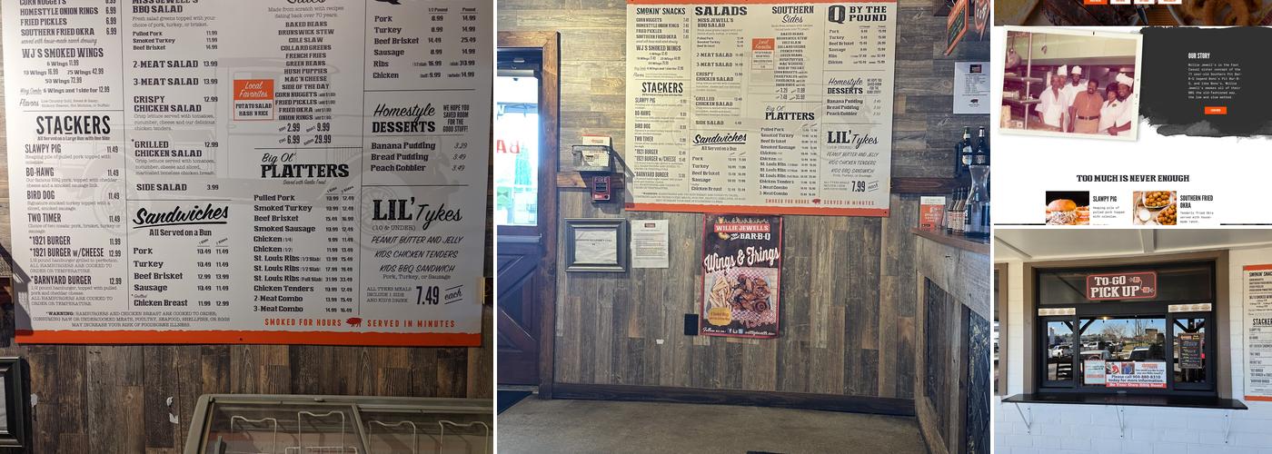 Willie Jewell's Old School Bar-B-Q Menu
