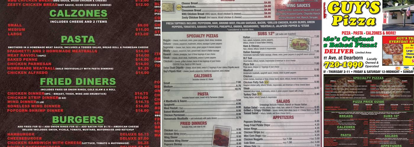 Guy's Pizza Menu