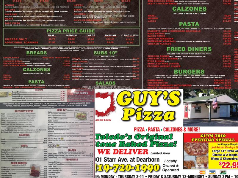 Guy's Pizza Menu