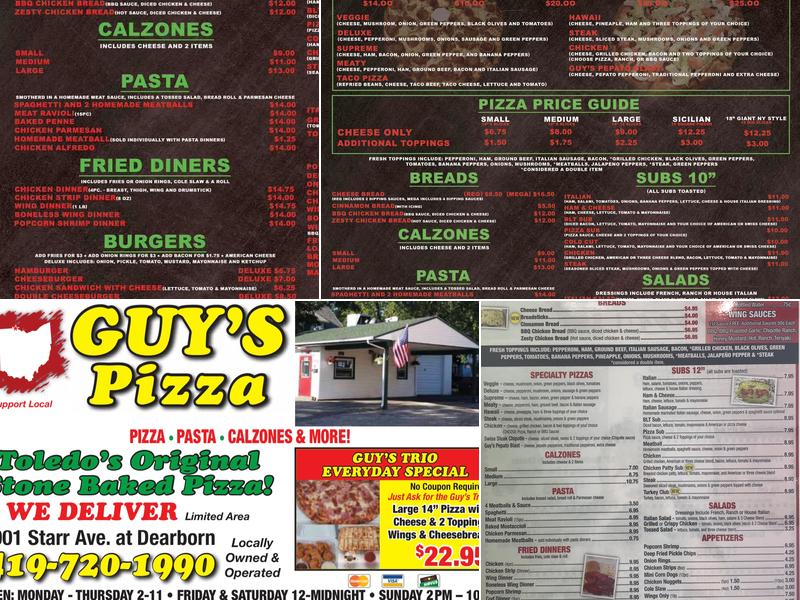 Guy's Pizza Menu