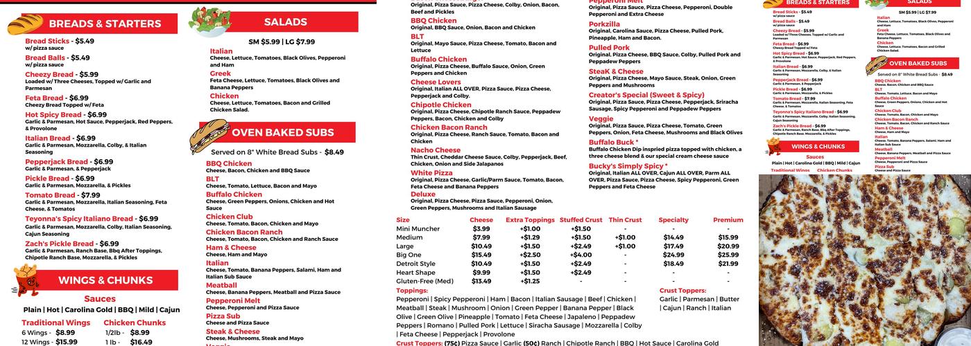 J-Cups Pizza Menu