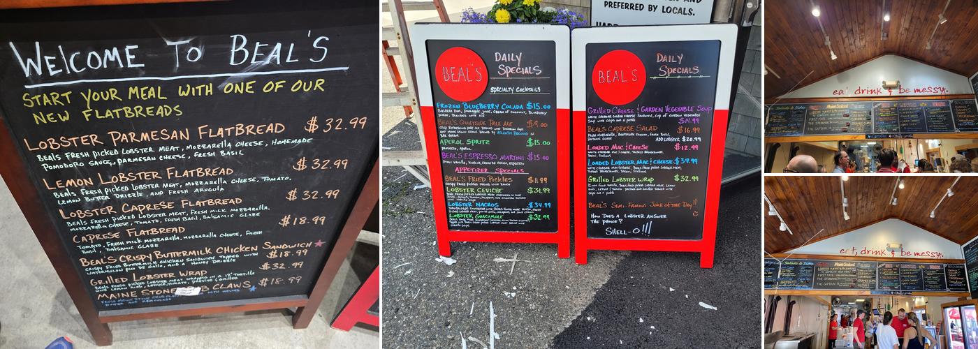Beal's Lobster Pier Menu