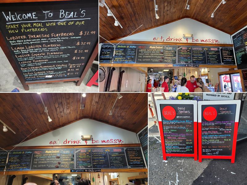 Beal's Lobster Pier Menu