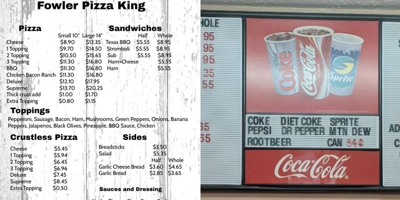 Pizza King Menu