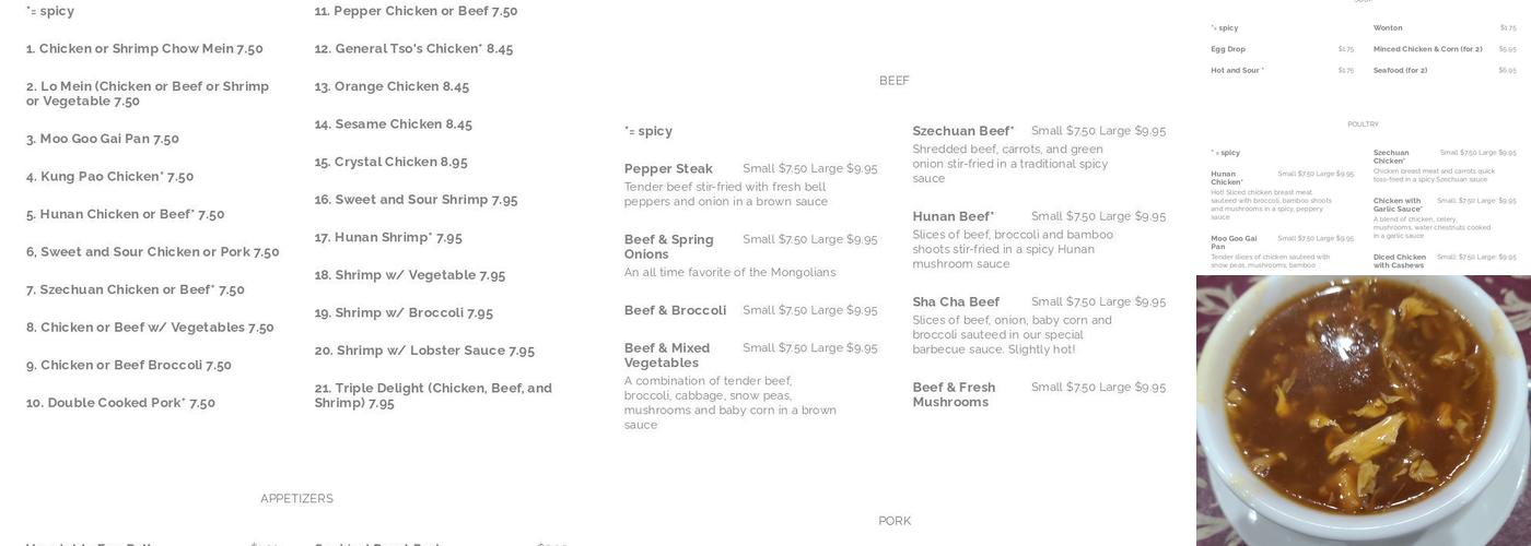 Dragon Inn Menu