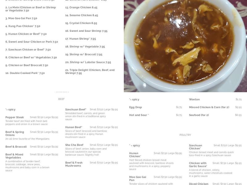Dragon Inn Menu