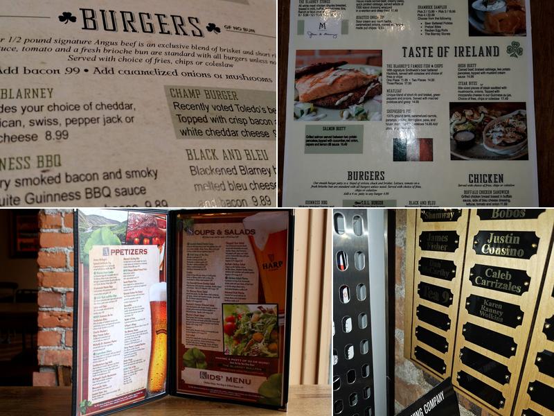 The Blarney Irish Pub Menu