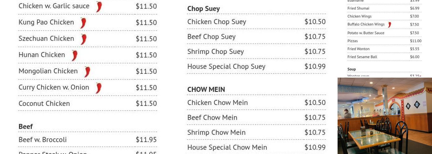 China One Buffet Menu