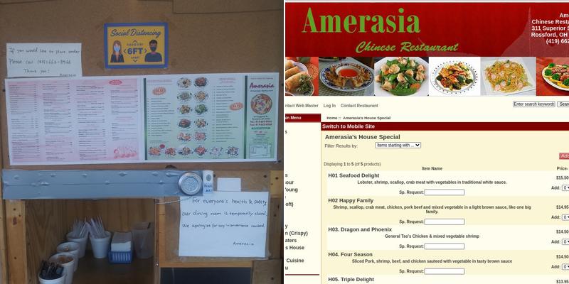 Amerasia Menu