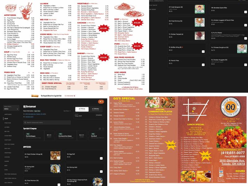 QQ Restaurant Menu