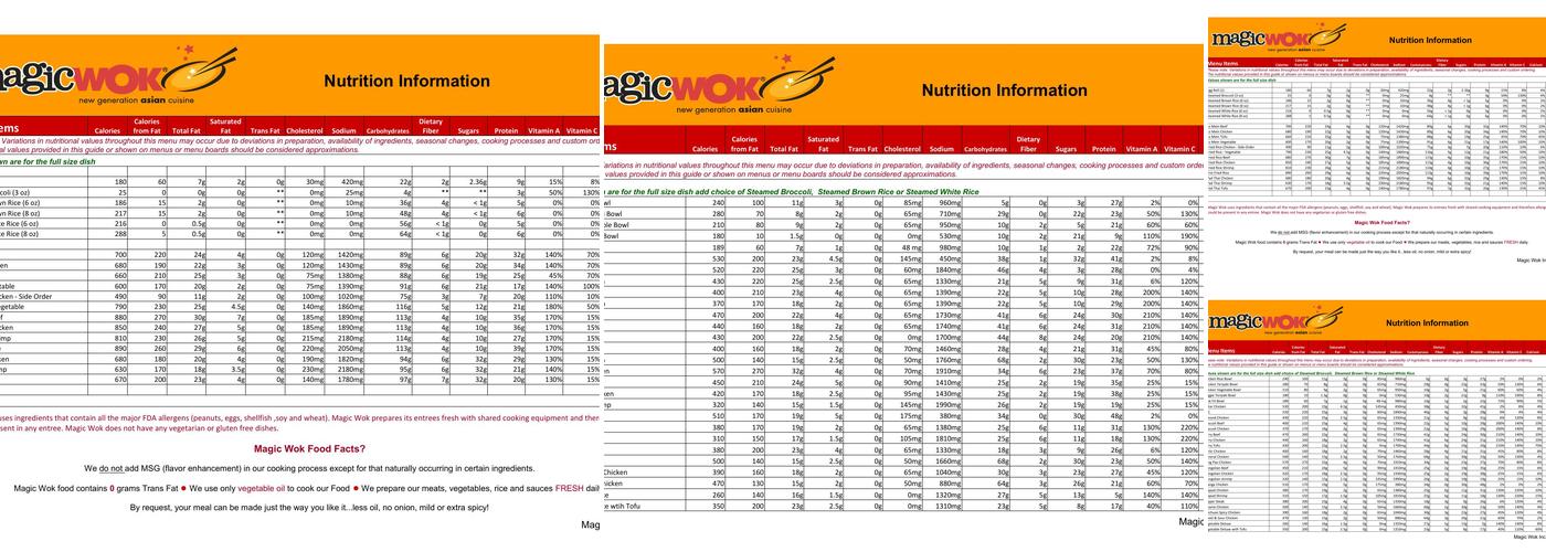 Magic Wok Menu