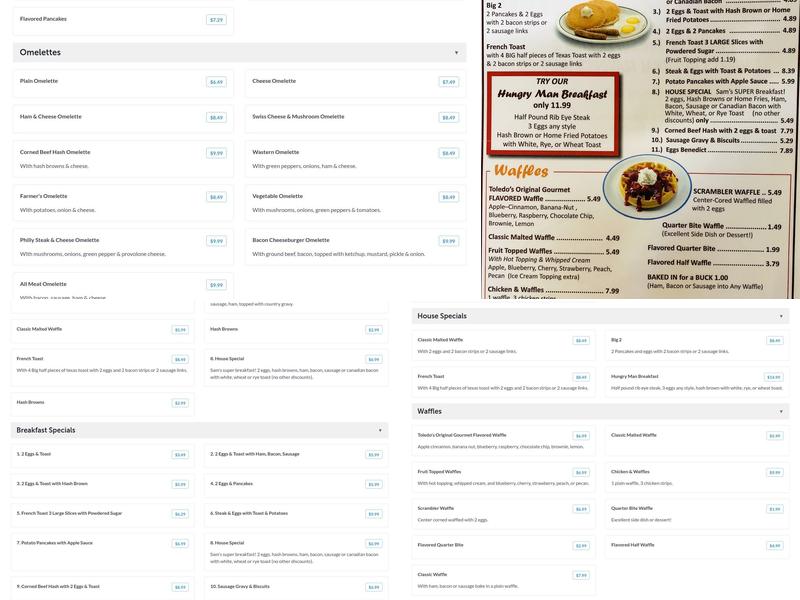 Sam & Charlie's White Hut Diner Menu