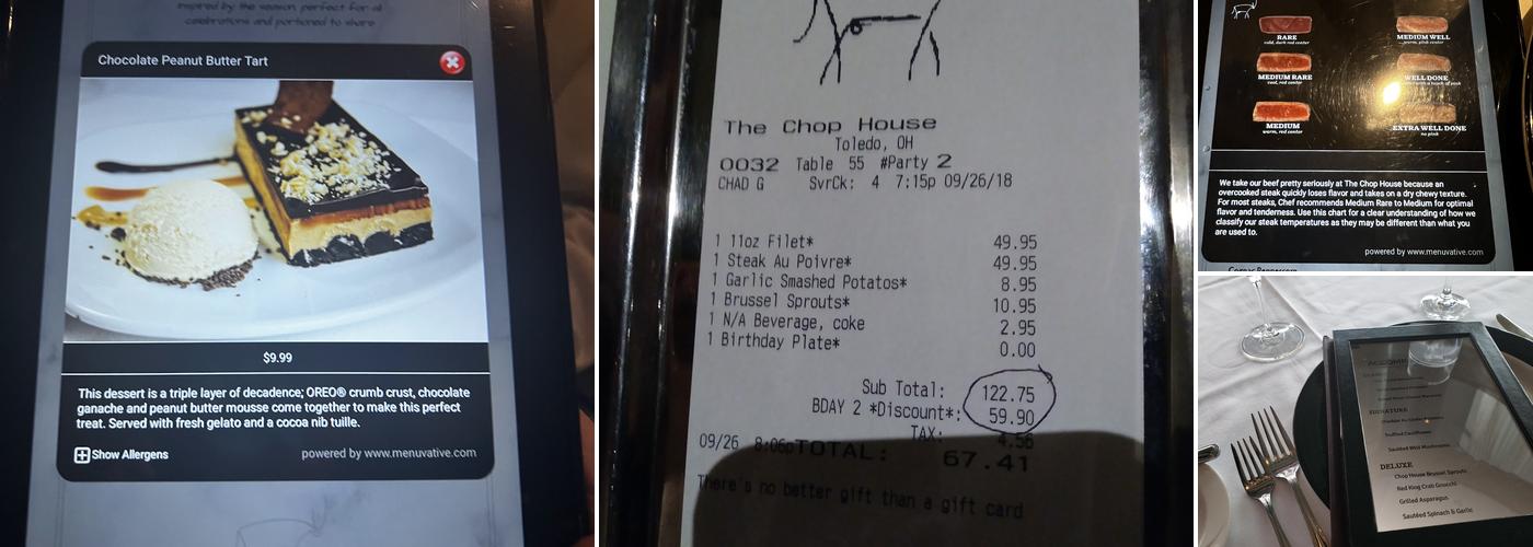 The Chop House - Toledo Menu