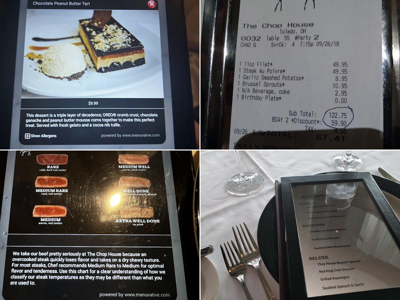 The Chop House - Toledo Menu