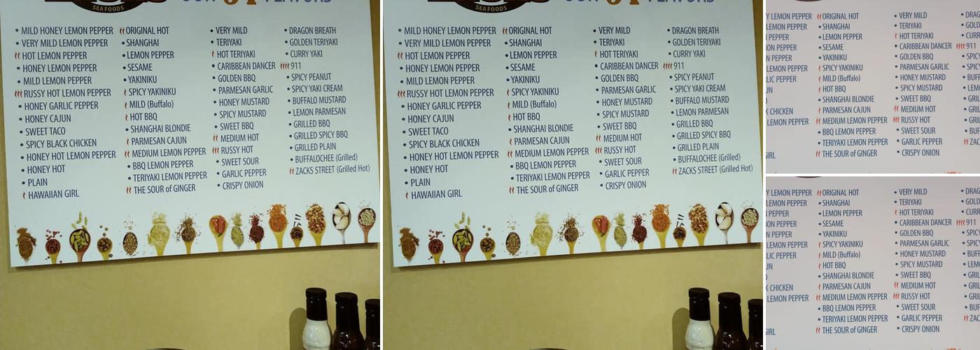 Zack's Wings & Seafood Menu