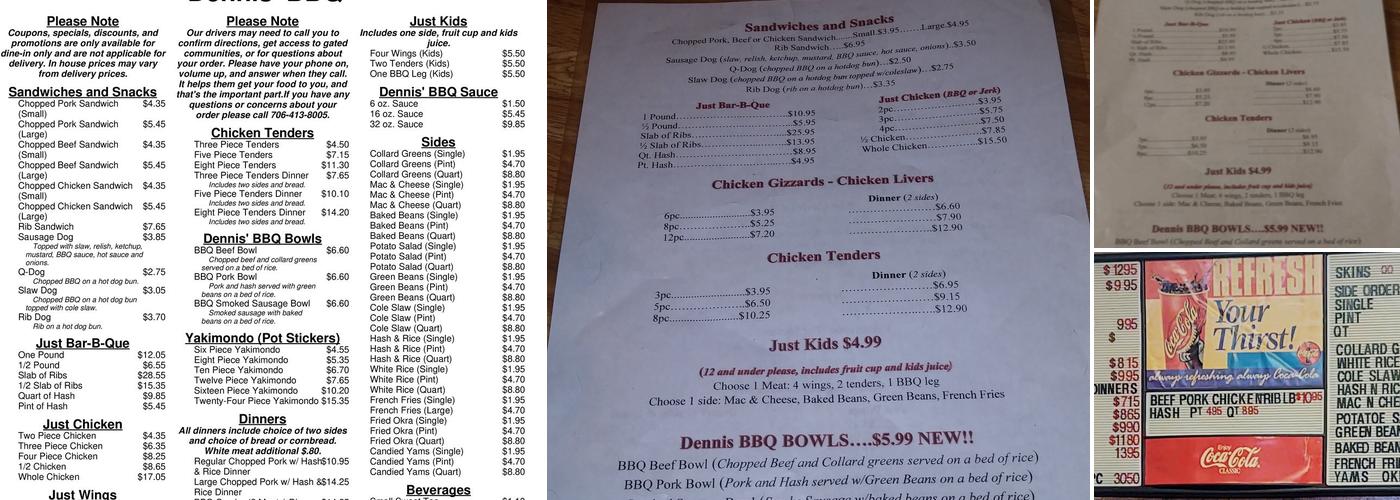 Dennis' Barbeque Menu