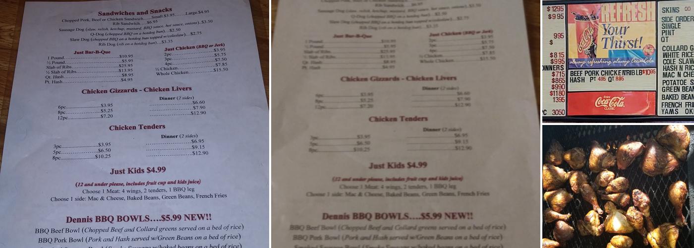 Dennis' Barbeque Menu