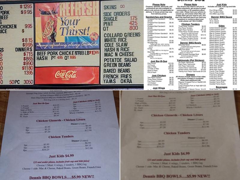 Dennis' Barbeque Menu