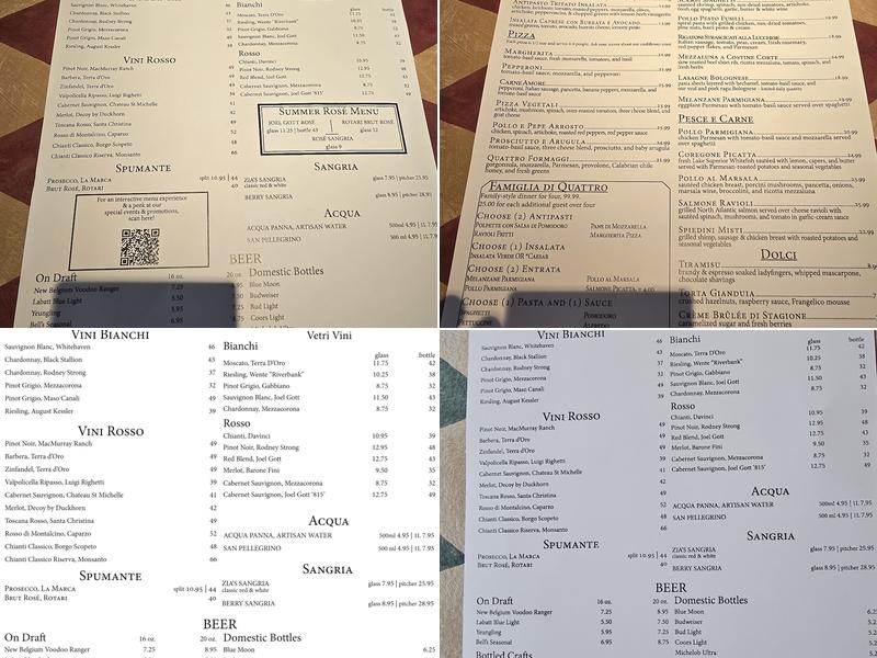 Zia's Menu