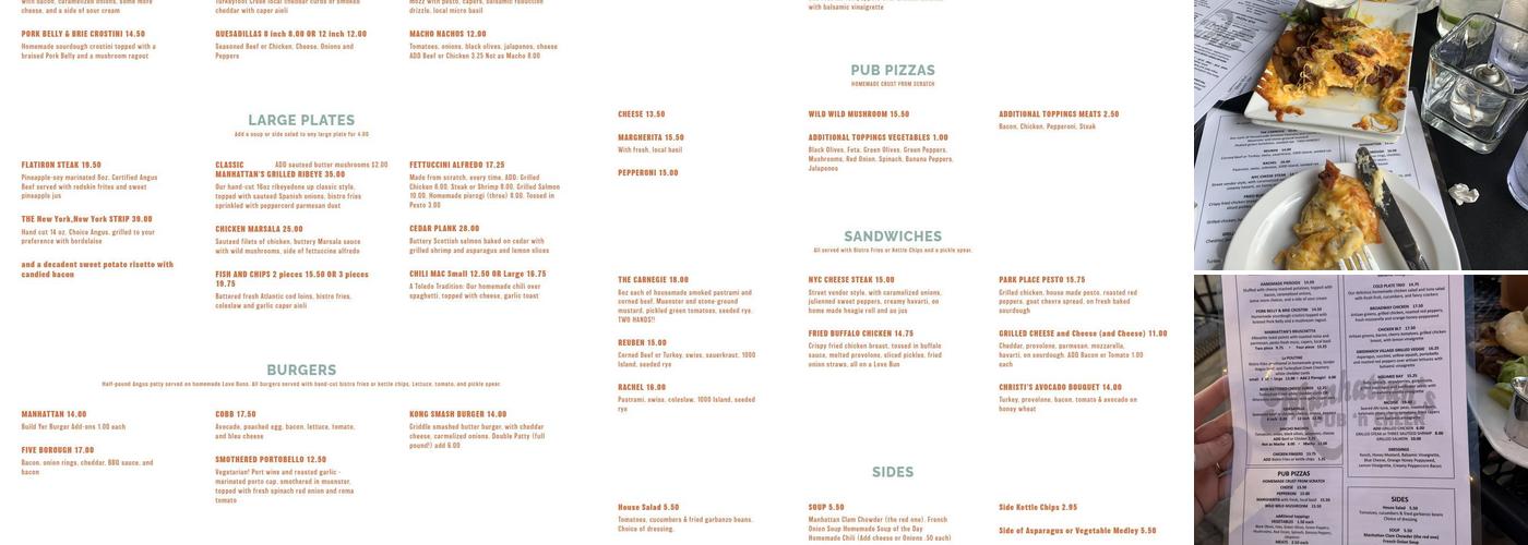 Manhattan's Pub 'n Cheer Menu