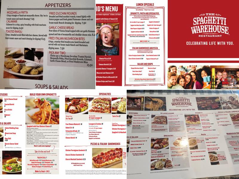 Spaghetti Warehouse Menu