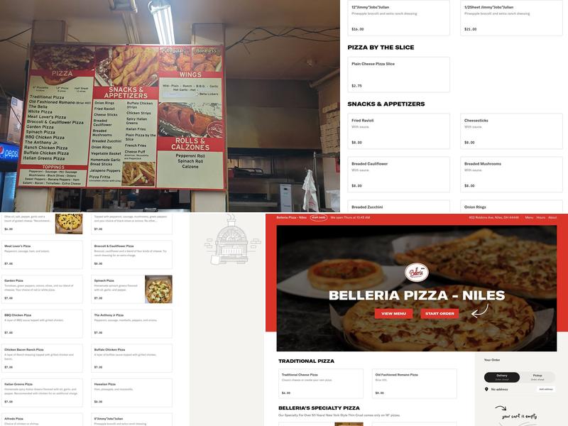Belleria Pizza & Italian Restaurant Niles Menu