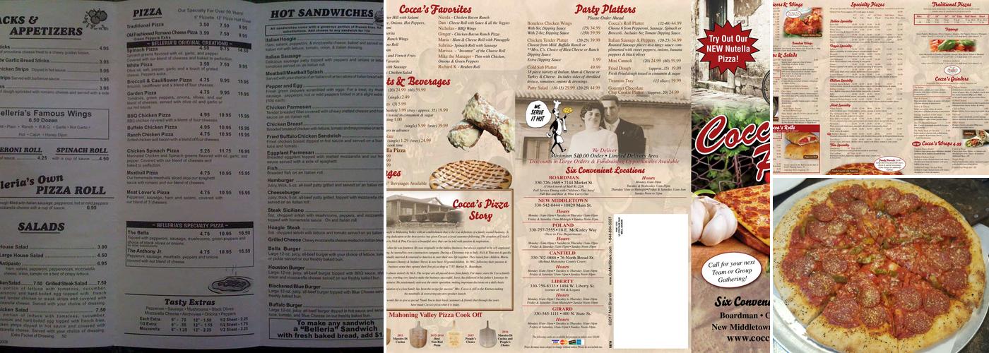 Cocca's Pizza Menu