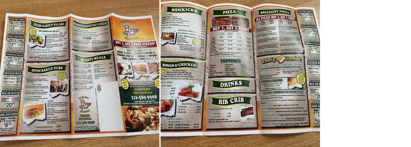 Pizza Pan Menu
