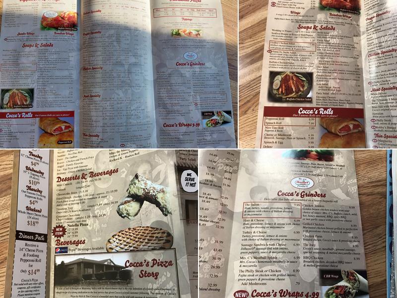 Cocca's Pizza Menu