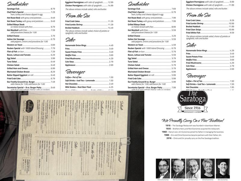 Saratoga Restaurant & Catering Menu