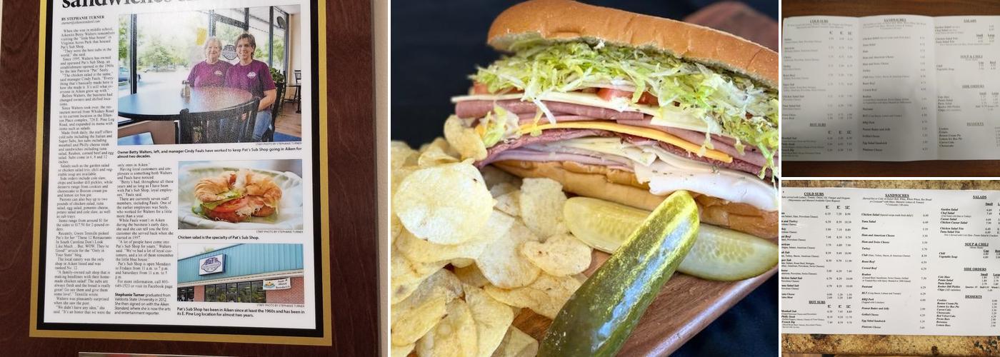 Pat's Sub Shop Menu