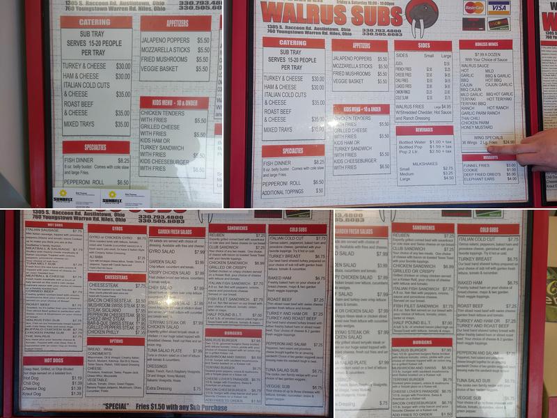 Walrus Subs Menu