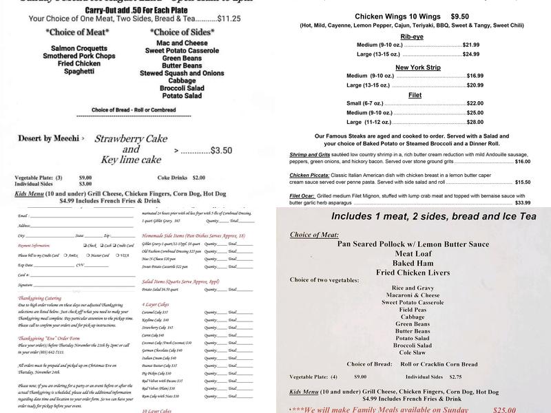 Buck Head Cafe Menu