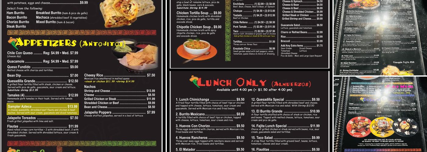 Señor Jalapeños Menu