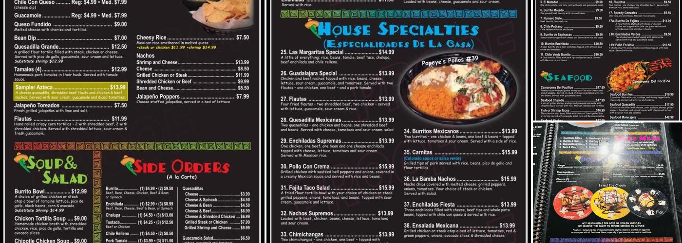 Señor Jalapeños Menu