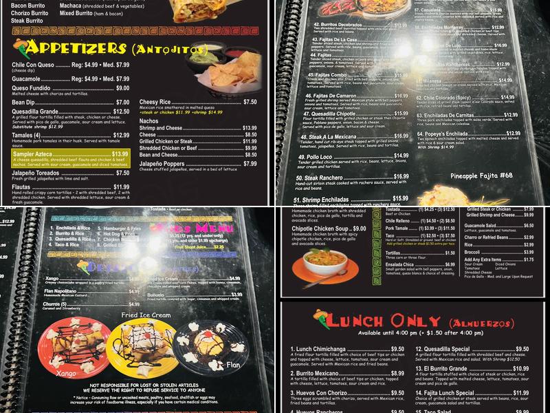 Señor Jalapeños Menu