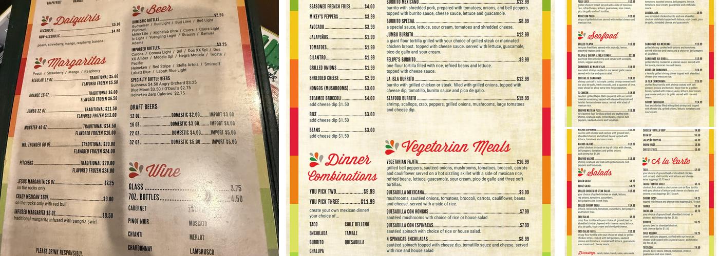 La Isla Mexican Restaurant Menu