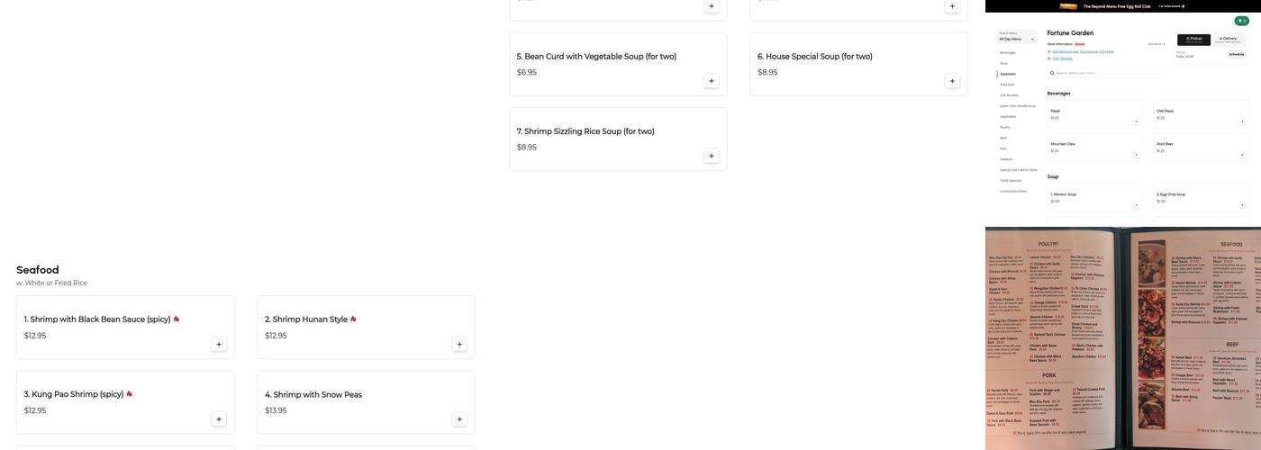 Fortune Garden Menu