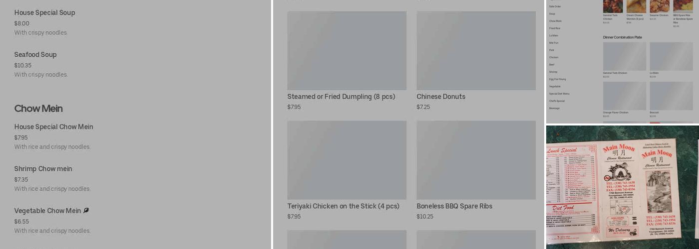 Main Moon Chinese Restaurant Menu