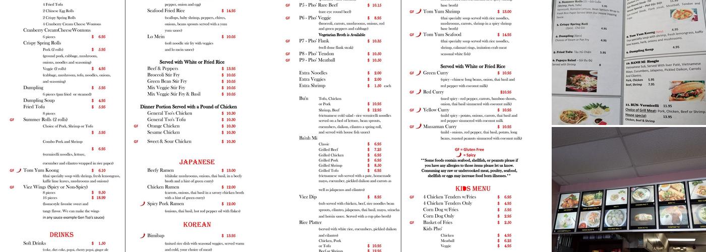 Pho Viez Menu