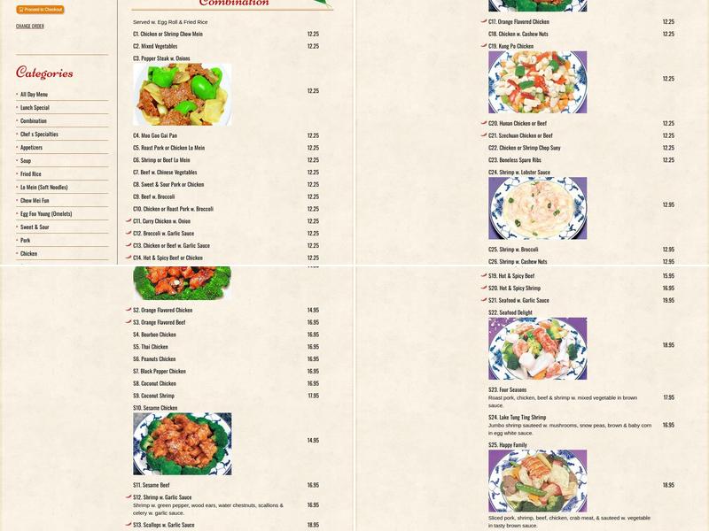 No 1 Buffet Menu