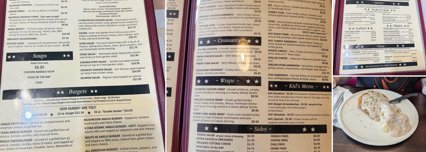Four Star Diner Menu