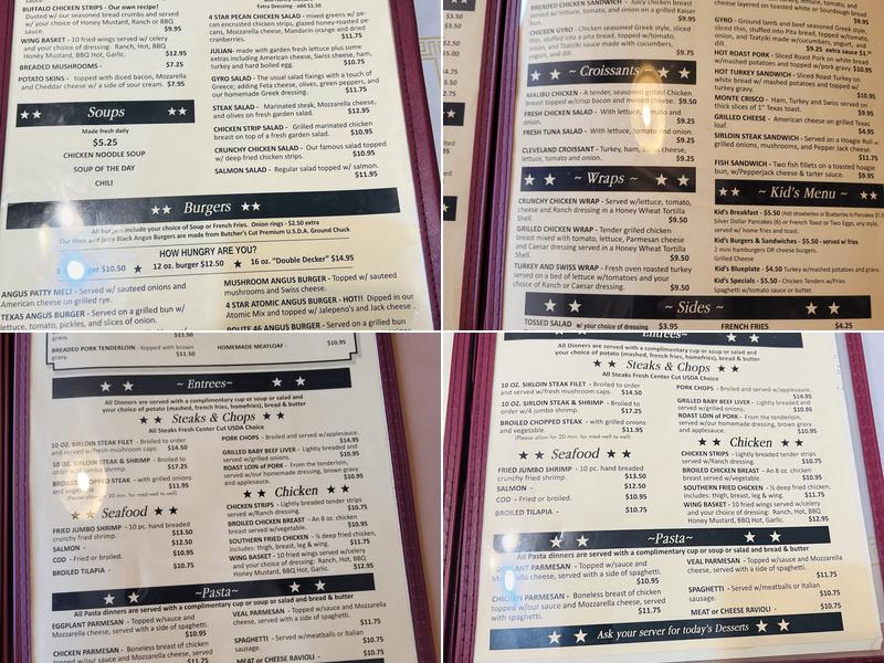 Four Star Diner Menu