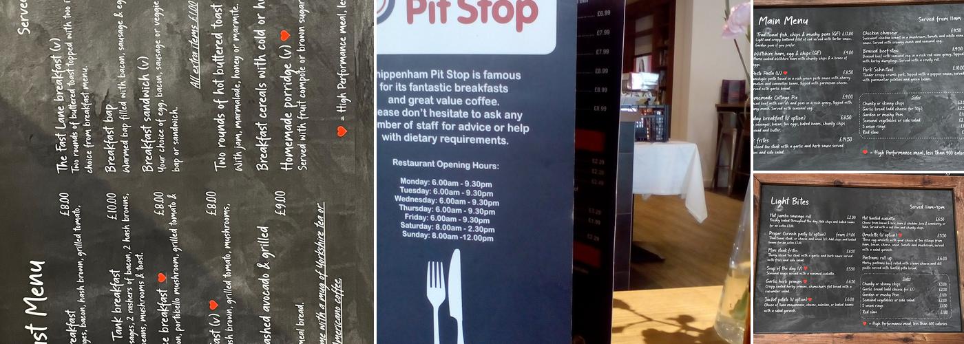 Chippenham Pit Stop Menu